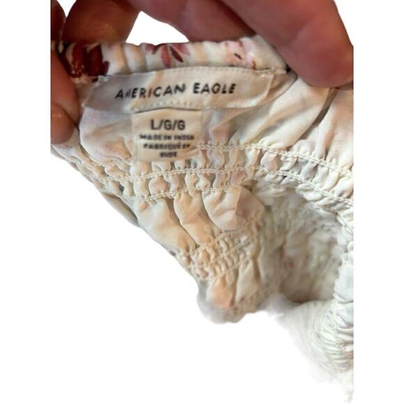American Eagle Puff Square Neck Ruched Floral Crop Cottagecore Size Large - Picture 3 of 16